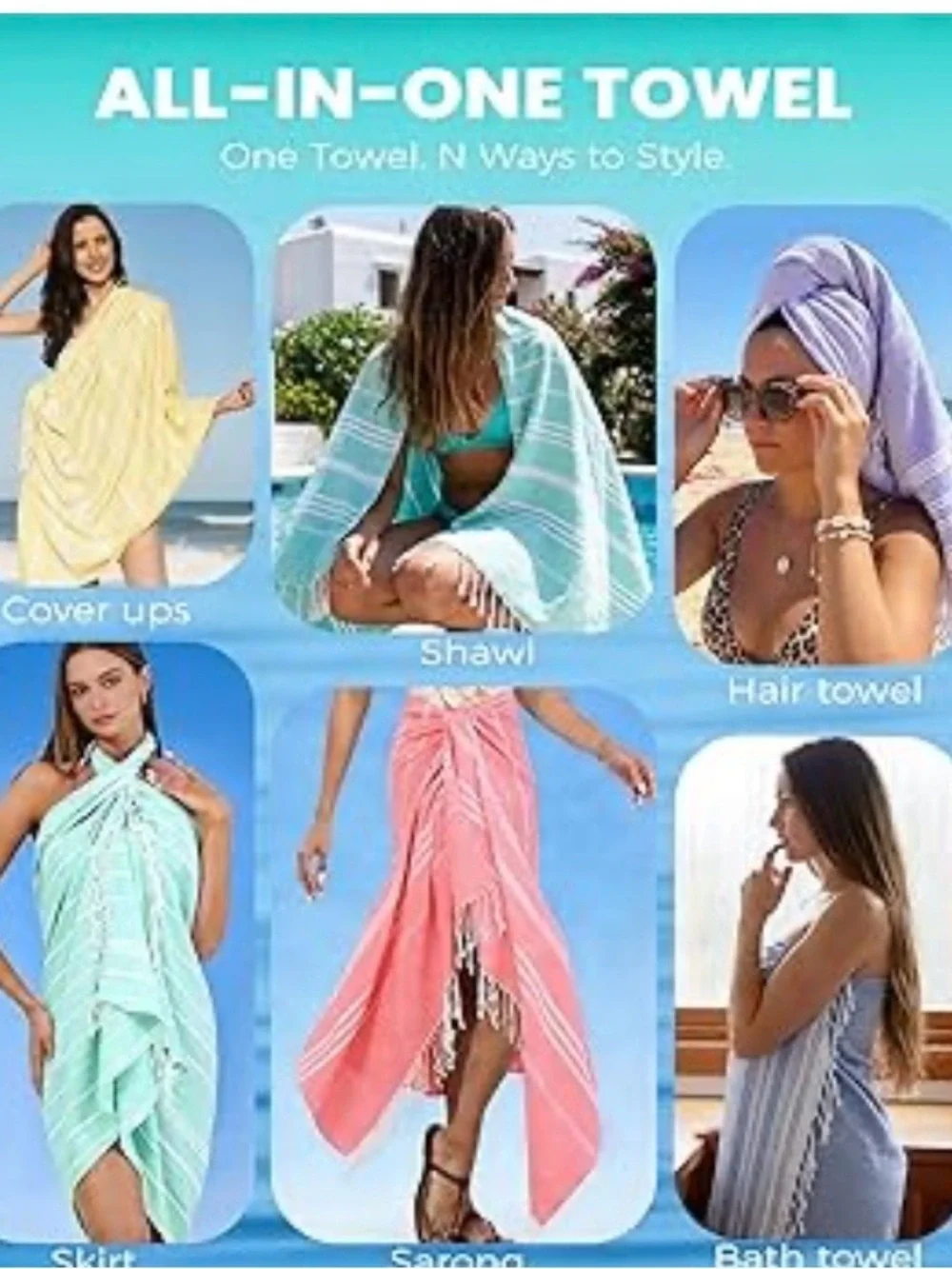 NEW Genovega Turkish Beach Towel Travel Vacation Essentials Quick Dry Sand Free